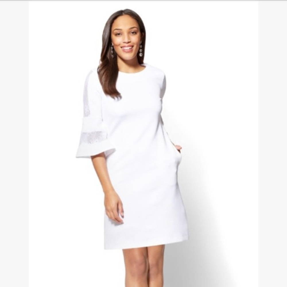 NWT Bell Sleeve Dress with Pockets and Lace Detail